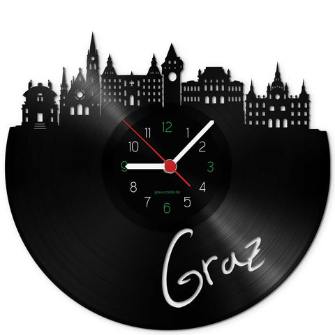 Wanduhr aus Vinyl Skyline Graz