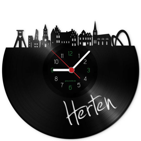 Wanduhr aus Vinyl Skyline Herten