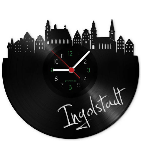 Wanduhr aus Vinyl Skyline Ingolstadt