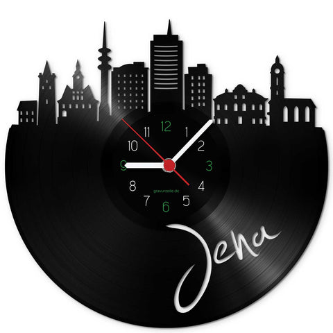 Wanduhr aus Vinyl Skyline Jena