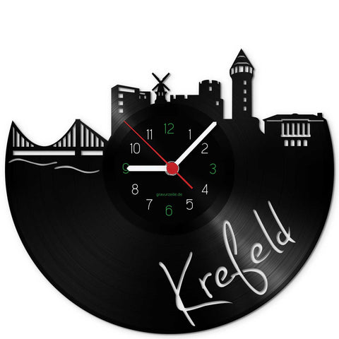 Wanduhr aus Vinyl Skyline Krefeld