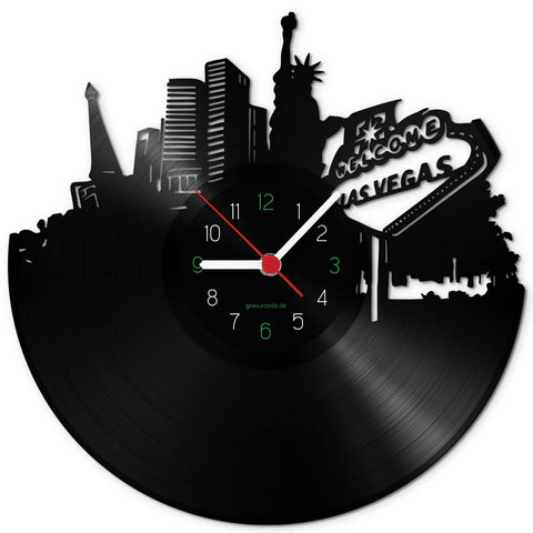 Wanduhr aus Vinyl Skyline Las Vegas 2017
