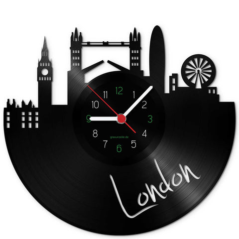 Wanduhr aus Vinyl Skyline London