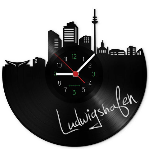 Wanduhr aus Vinyl Skyline Ludwigshafen