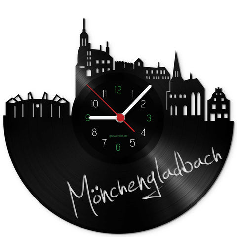 Wanduhr aus Vinyl Skyline Mönchengladbach