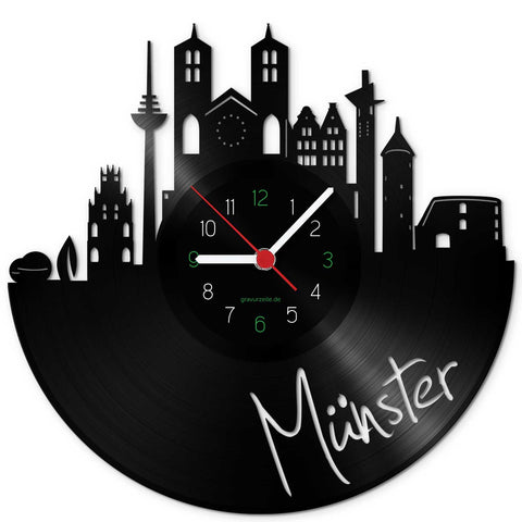 Wanduhr aus Vinyl Skyline Münster