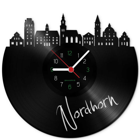 Wanduhr aus Vinyl Skyline Nordhorn