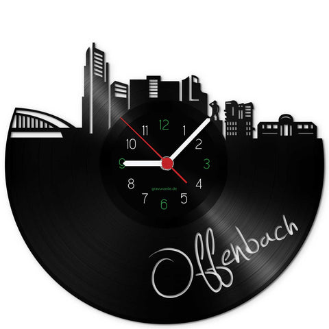 Wanduhr aus Vinyl Skyline Offenbach