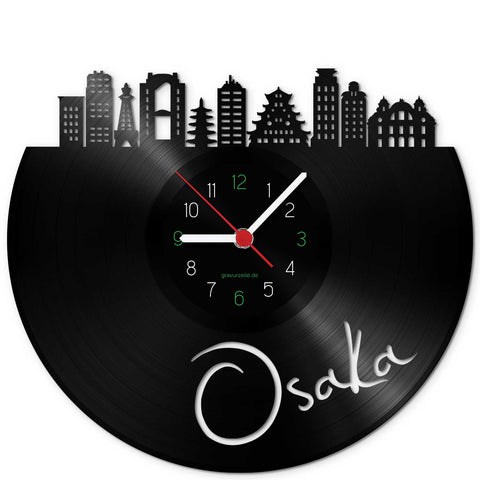 Wanduhr aus Vinyl Skyline Osaka