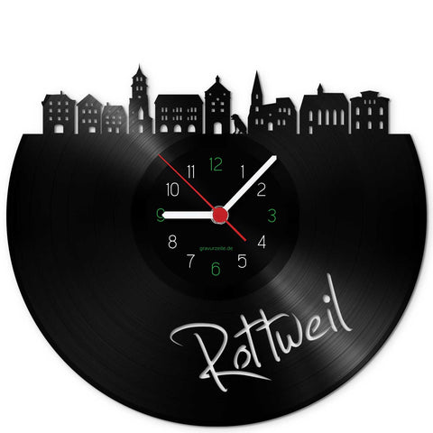 Wanduhr aus Vinyl Skyline Rottweil