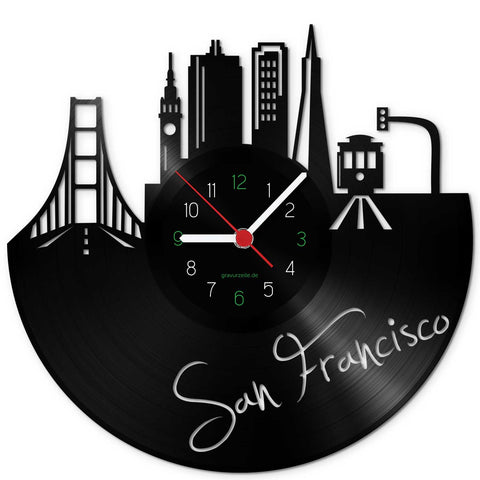 Wanduhr aus Vinyl Skyline San Francisco