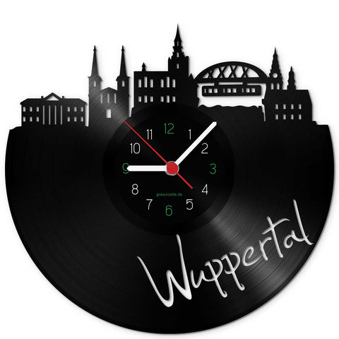 Wanduhr aus Vinyl Skyline Wuppertal