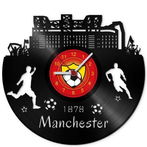 Fussball Wanduhr aus Vinyl Vereinsliebe Manchester