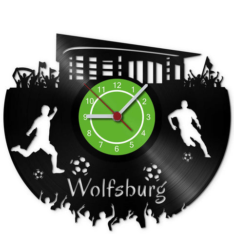 Fussball Wanduhr aus Vinyl Vereinsliebe Wolfsburg