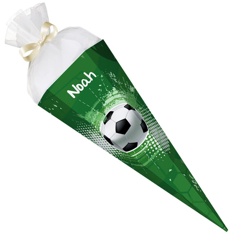 Bedruckte Schultüte mit Namen - Fußball