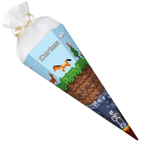 Bedruckte Schultüte mit Namen - Pixelerde