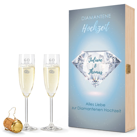 Leonardo Sektgläser mit Gravur "Diamantene Hochzeit - 60 Jahre"