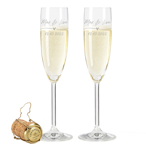 Leonardo Gläser mit Gravur im "Wedding Love" Design als Set