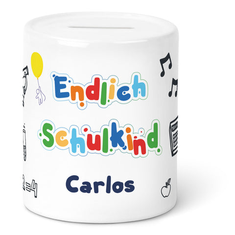 Spardose aus Keramik - Endlich Schulkind