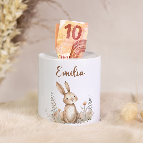 Personalisierte Keramik-Spardose Waldtiere V2 – Hase