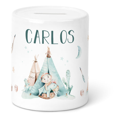 Spardose aus Keramik - Indianer