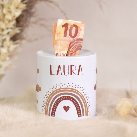 Spardose aus Keramik - Regenbogen