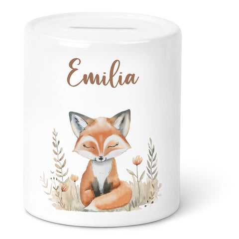 Personalisierte Keramik-Spardose Waldtiere V2 – Fuchs