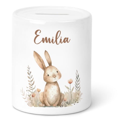 Personalisierte Keramik-Spardose Waldtiere V2 – Hase