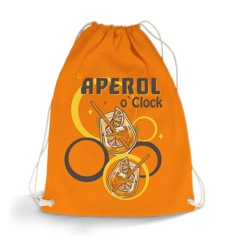 Farbiger Turnbeutel mit DTF-Druck - Aperol o'clock