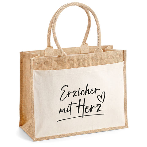 Bedruckte Strandtasche - Kindergartenzeit - Geschenk zum Erzieherabschied