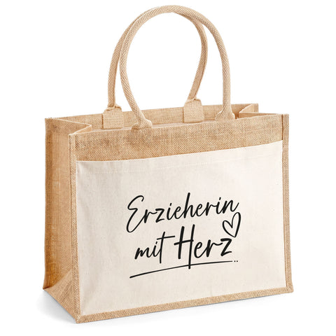 Bedruckte Strandtasche - Kindergartenzeit - Geschenk zum Erzieherabschied
