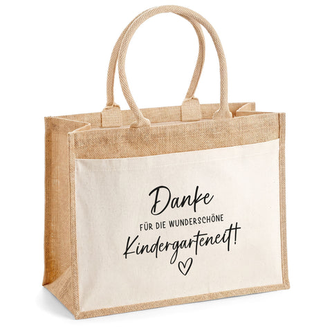 Bedruckte Strandtasche - Kindergartenzeit - Geschenk zum Erzieherabschied