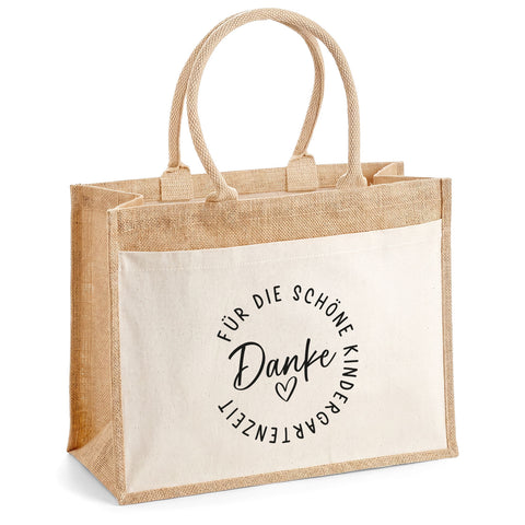 Bedruckte Strandtasche - Kindergartenzeit - Geschenk zum Erzieherabschied