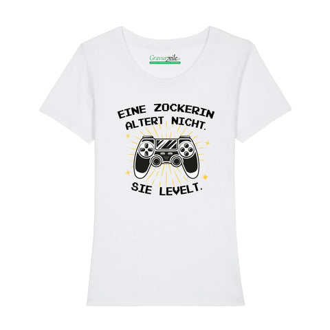Bedrucktes T-Shirt für Damen - Eine Zockerin altert nicht