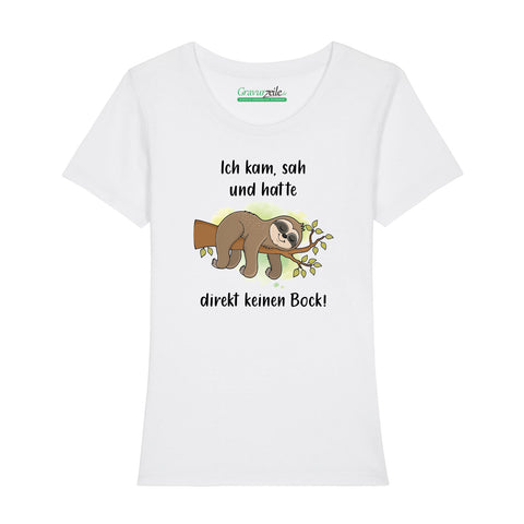Bedrucktes T-Shirt für Damen - Ich kam sah kein Bock
