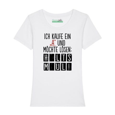 Bedrucktes T-Shirt für Damen - Ich kaufe ein A