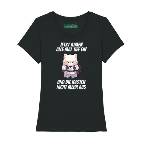 Bedrucktes T-Shirt für Damen - Jetzt atmen alle mal