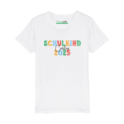 Bedrucktes T-Shirt für Kinder - Schulkind 2025 Kreide