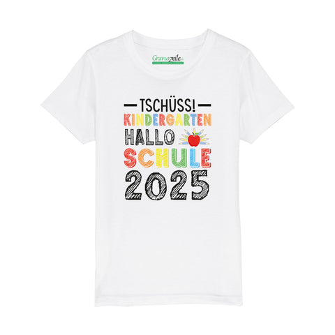 Bedrucktes T-Shirt für Kinder - Tschüss Kindergarten, Hallo Schule 2025