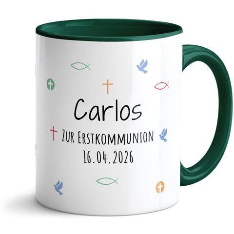 Bedruckte Tasse mit Motiv - Zur Erstkommunion & Konfirmation - Personalisiert mit Name & Datum