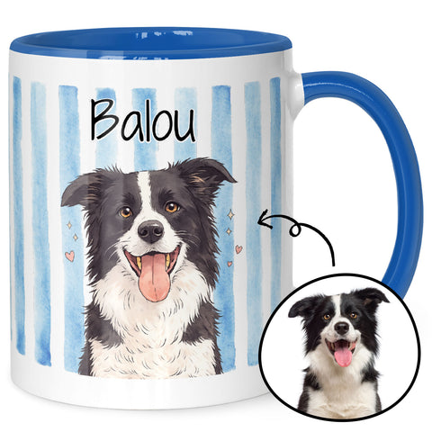 Bedruckte Tasse im Aquarell Stil - Foto Haustier - Personalisiert mit eigenem Bild