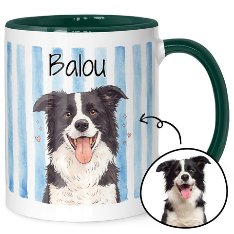 Bedruckte Tasse im Aquarell Stil - Foto Haustier - Personalisiert mit eigenem Bild