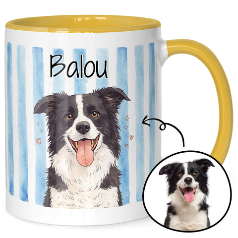 Bedruckte Tasse im Aquarell Stil - Foto Haustier - Personalisiert mit eigenem Bild