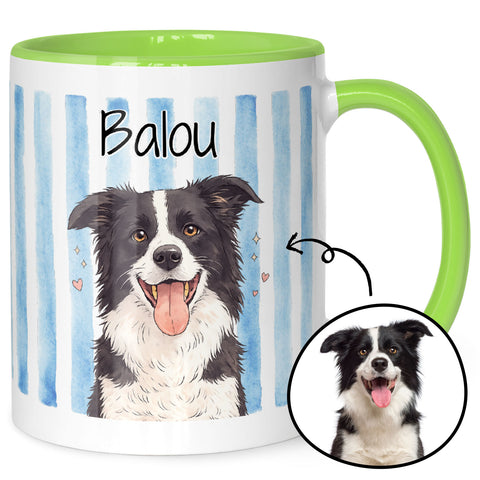 Bedruckte Tasse im Aquarell Stil - Foto Haustier - Personalisiert mit eigenem Bild