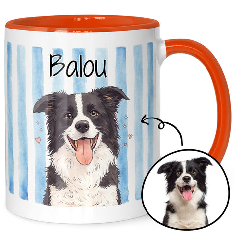 Bedruckte Tasse im Aquarell Stil - Foto Haustier - Personalisiert mit eigenem Bild