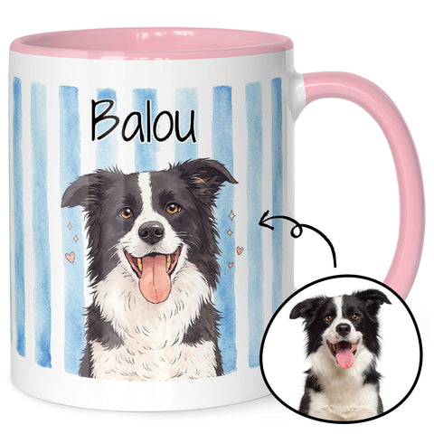 Bedruckte Tasse im Aquarell Stil - Foto Haustier - Personalisiert mit eigenem Bild