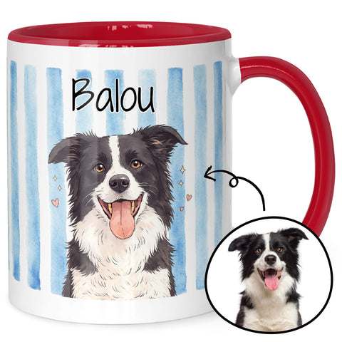 Bedruckte Tasse im Aquarell Stil - Foto Haustier - Personalisiert mit eigenem Bild