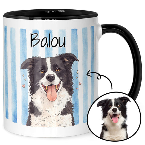 Bedruckte Tasse im Aquarell Stil - Foto Haustier - Personalisiert mit eigenem Bild
