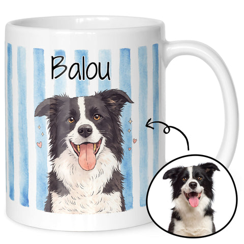 Bedruckte Tasse im Aquarell Stil - Foto Haustier - Personalisiert mit eigenem Bild