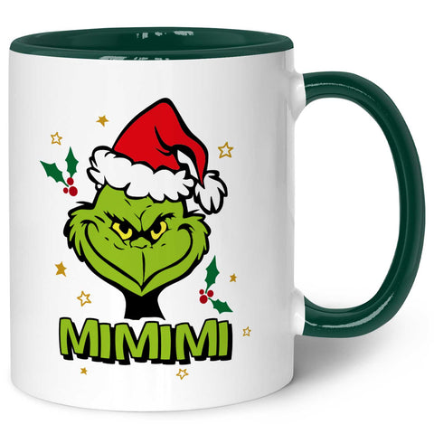 Bedruckte Tasse mit Weihnachtsmotiv im Grinch MiMiMi Design